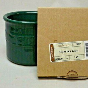 Longaberger Pottery Ivy Green 1 Pint Crock  with New Coaster / Lid & Certificate